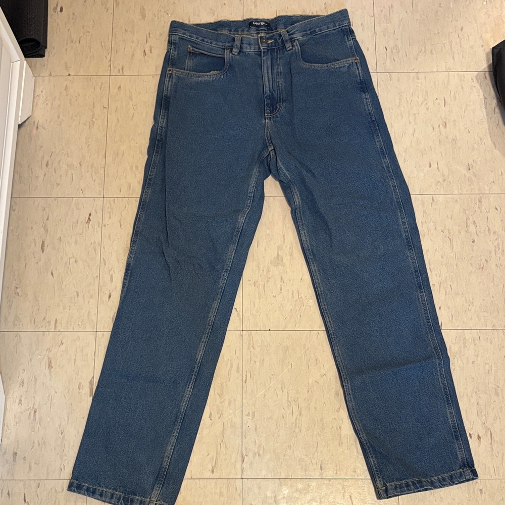 George Men's Straight Blue Jeans